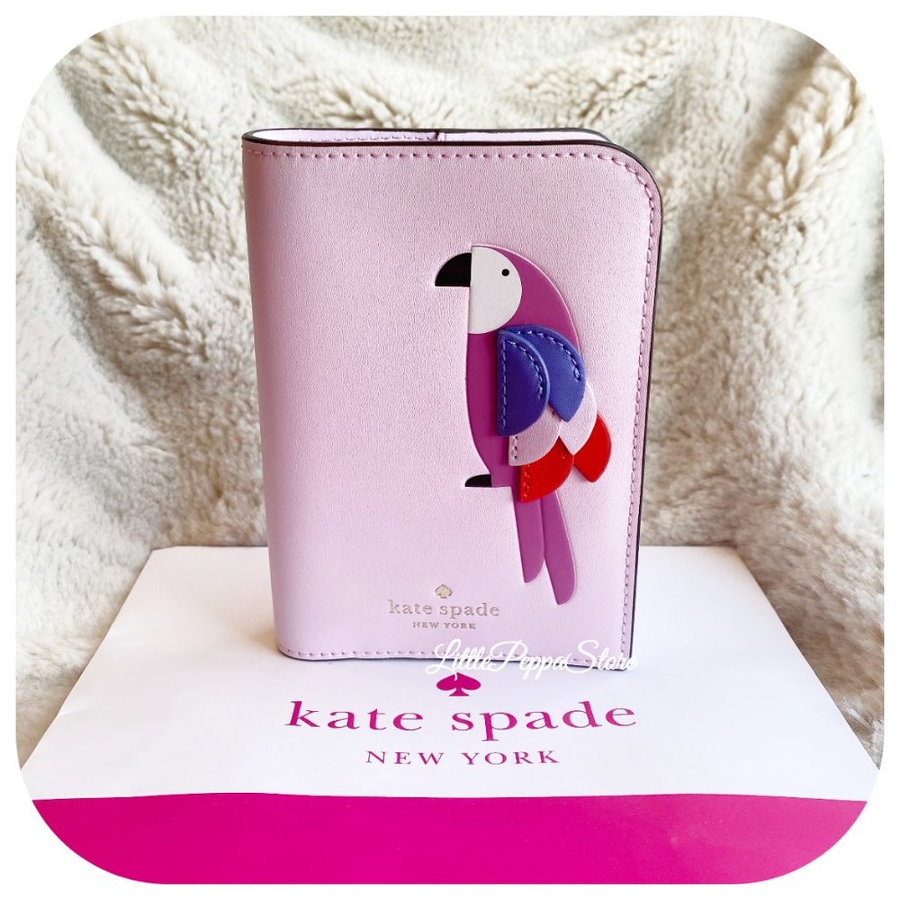 KATE SPADE PARROT FLOCK PARTY PASSPORT HOLDER